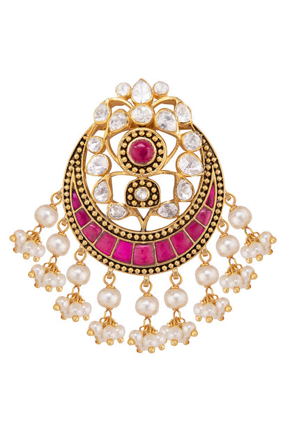 Gold Vellore Polki Pearl Chandbalis 