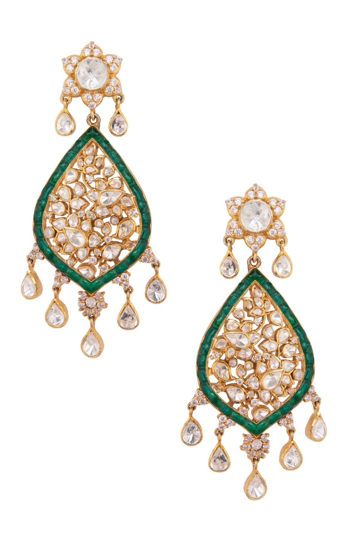 Gold Floral Polki Danglers 