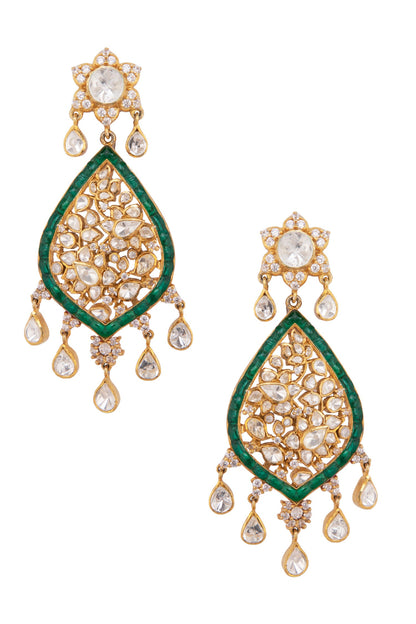 Gold Floral Polki Danglers 