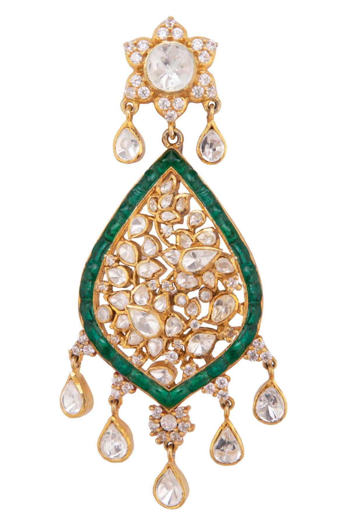 Gold Floral Polki Danglers 