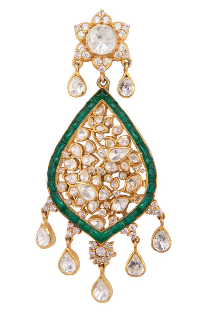 Gold Floral Polki Danglers 