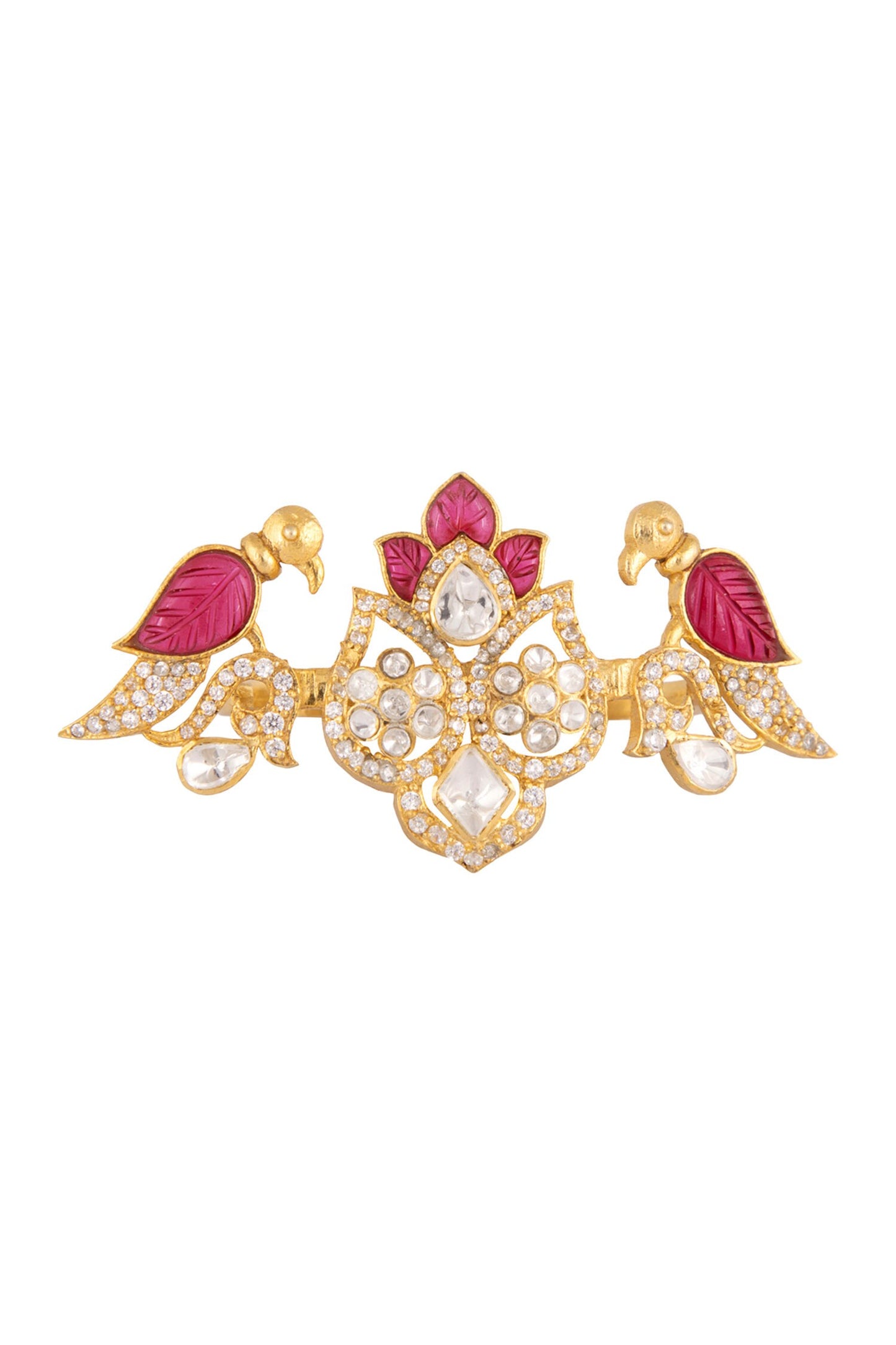 Gold Vellore Polki Adjustable Ring 