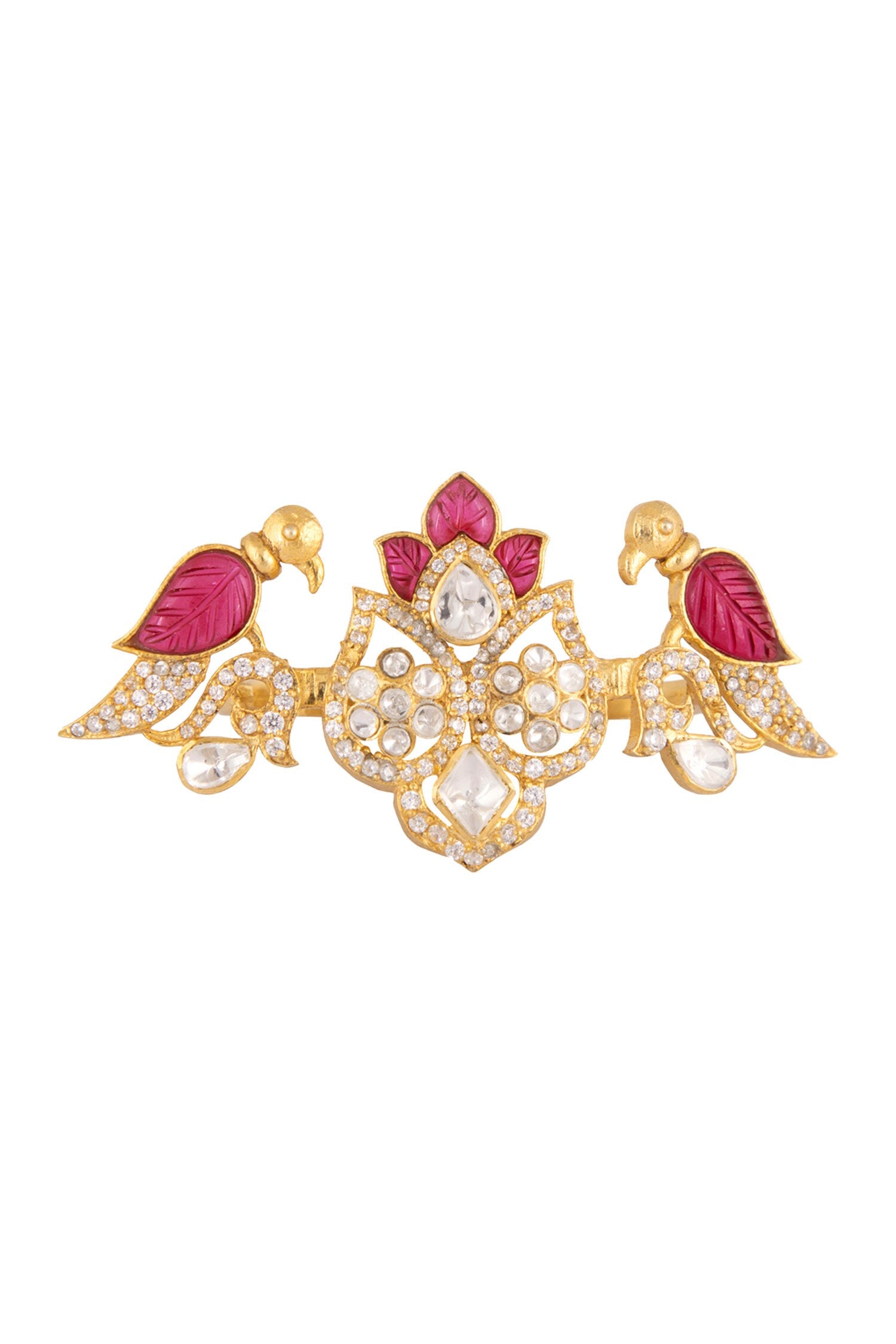 Gold Vellore Polki Adjustable Ring 