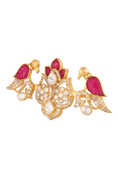 Gold Vellore Polki Adjustable Ring 