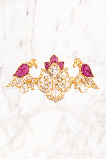 Gold Vellore Polki Adjustable Ring 
