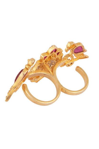 Gold Vellore Polki Adjustable Ring 