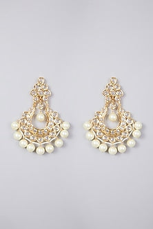 Gold Plated Pearl Chandbali Earrings