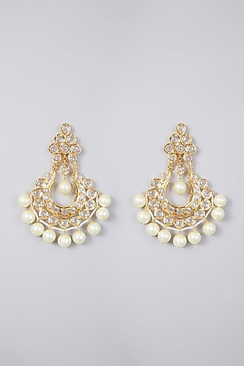 Gold Plated Pearl Chandbali Earrings