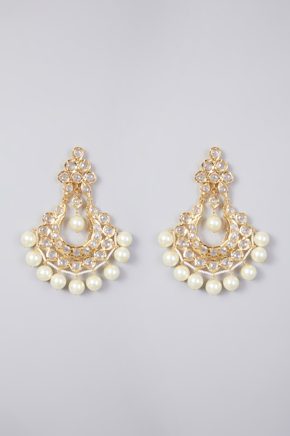 Gold Plated Pearl Chandbali Earrings
