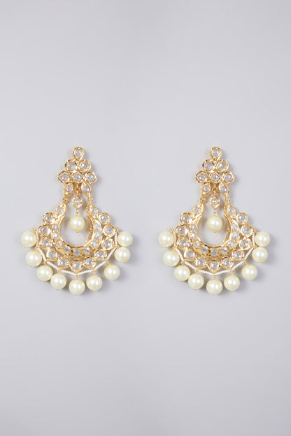 Gold Plated Pearl Chandbali Earrings