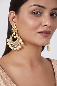 Gold Plated Pearl Chandbali Earrings