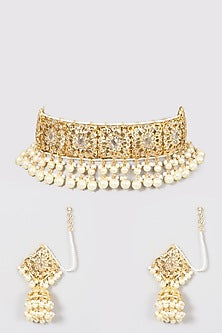 Gold Plated Kundan Polki Choker Necklace Set