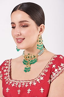 Gold Plated Beaded Choker Necklace Set