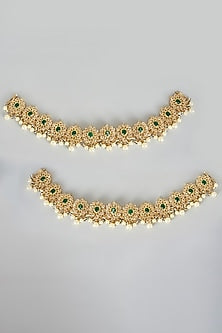 Gold Plated Kundan Polki Anklets (Set Of 2)