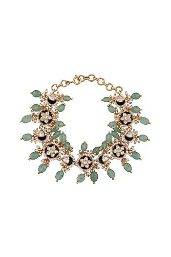 Gold Finish Pearl Bracelet In 92.5 Sterling Silver
