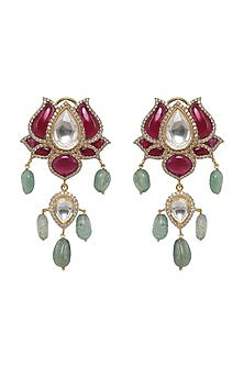 Gold Finish Pearl Earrings In 92.5 Sterling Silver