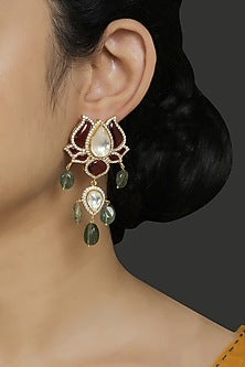 Gold Finish Pearl Earrings In 92.5 Sterling Silver