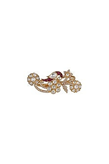 Gold Finish Two Finger Ring In 92.5 Sterling Silver