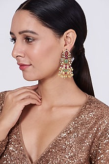 Gold Finish Earrings In Sterling Silver