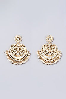 Gold Finish Pearl Earrings In Sterling Silver