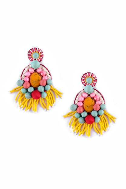 Stone Embroidered Earrings 