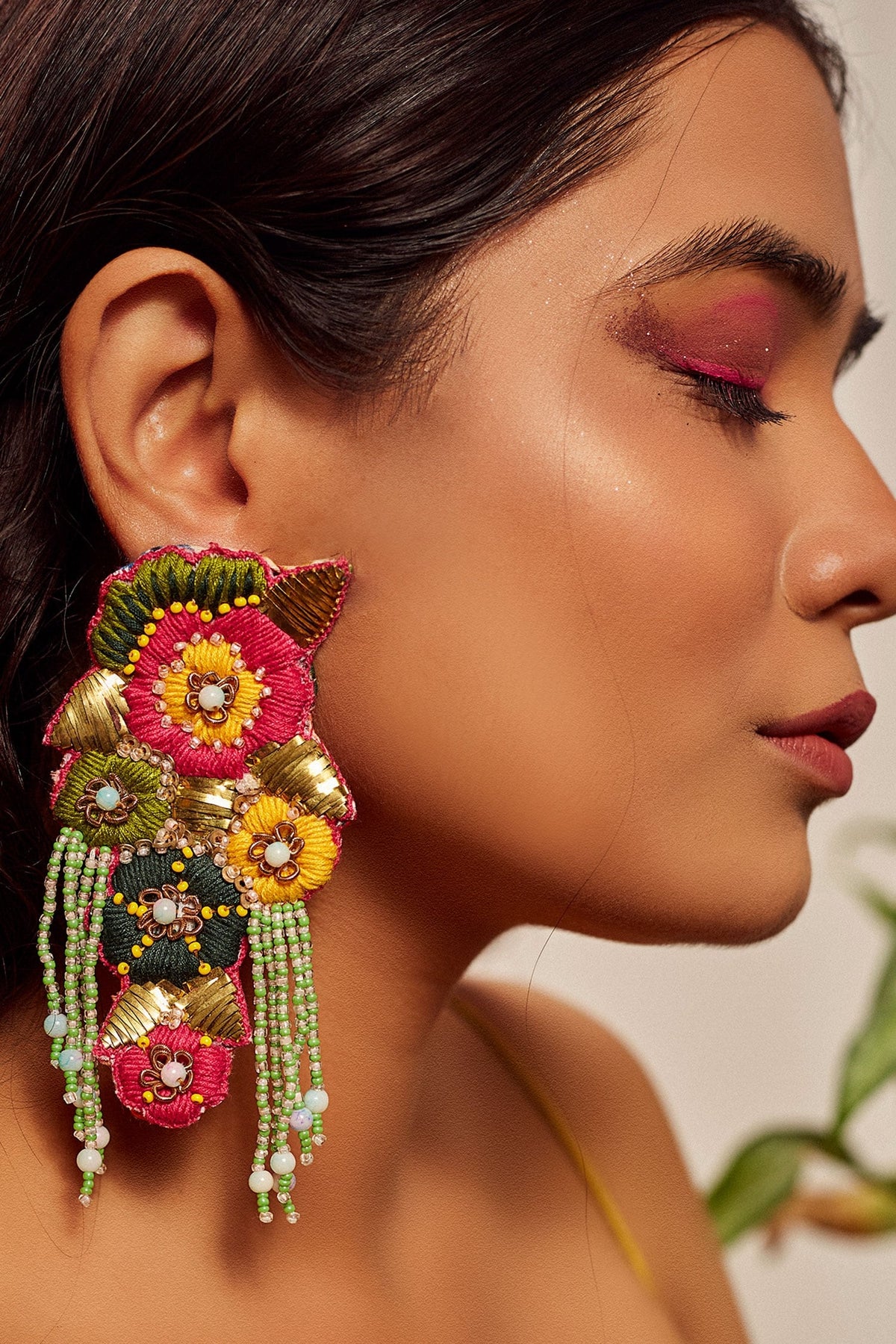 Floral Embroidered Earrings 