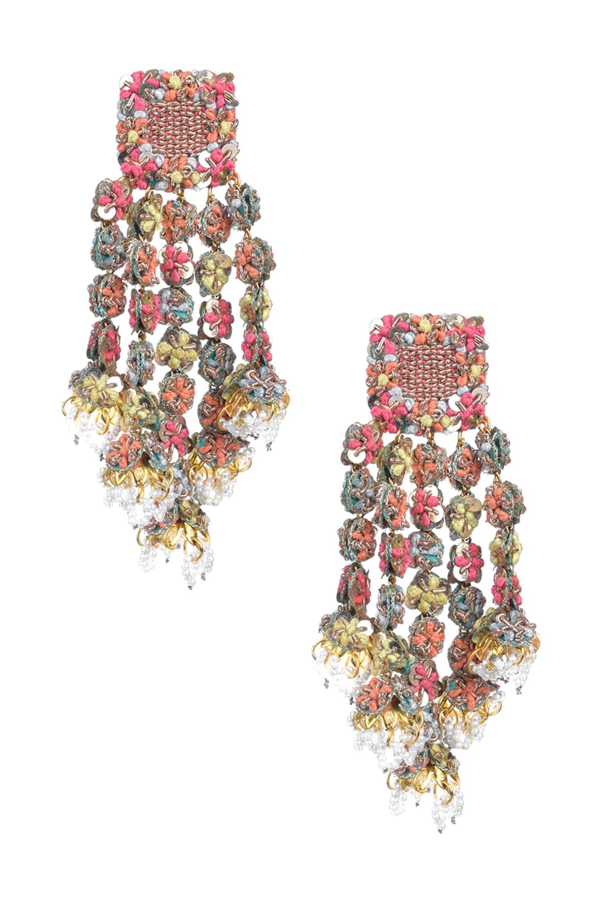 Thread Embroidered Earrings 