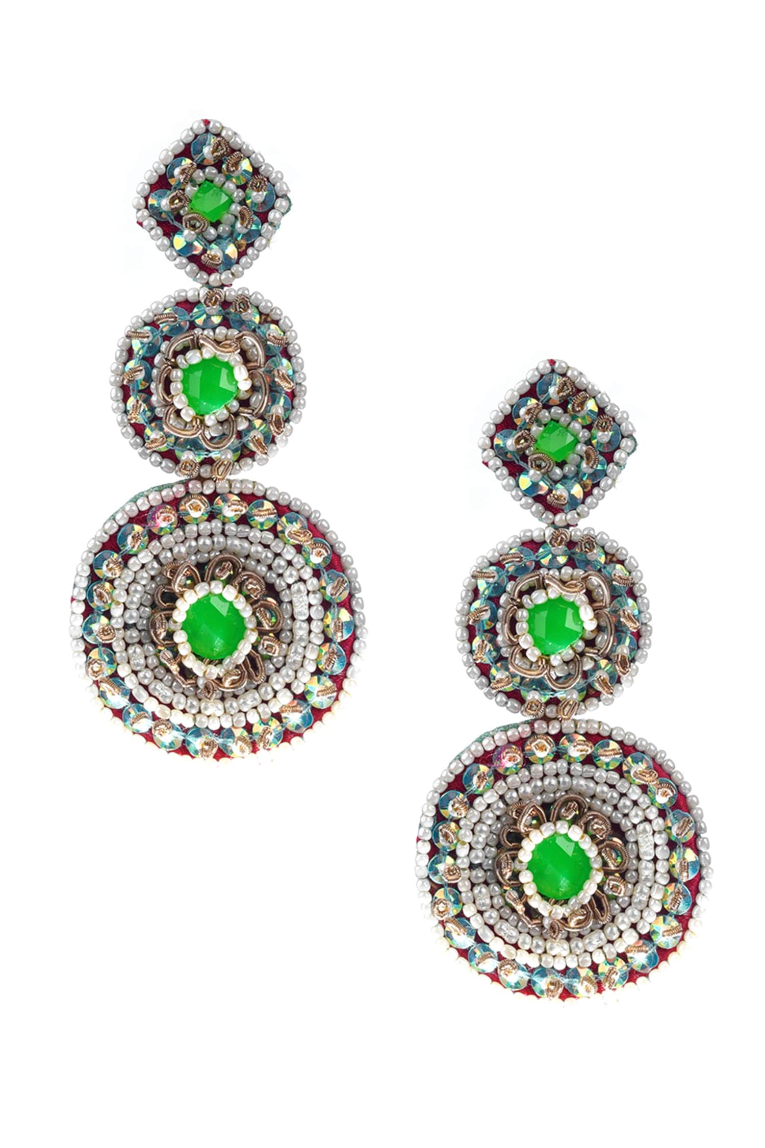 Moti Embroidered Earrings 