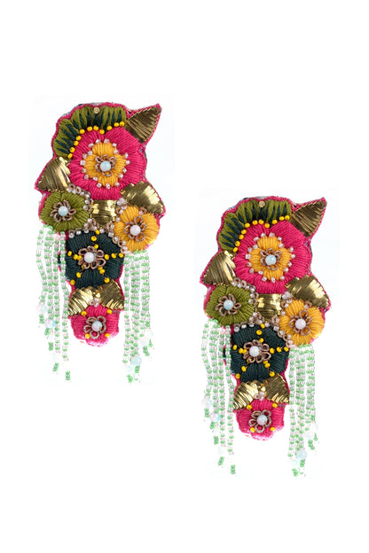 Floral Embroidered Earrings 