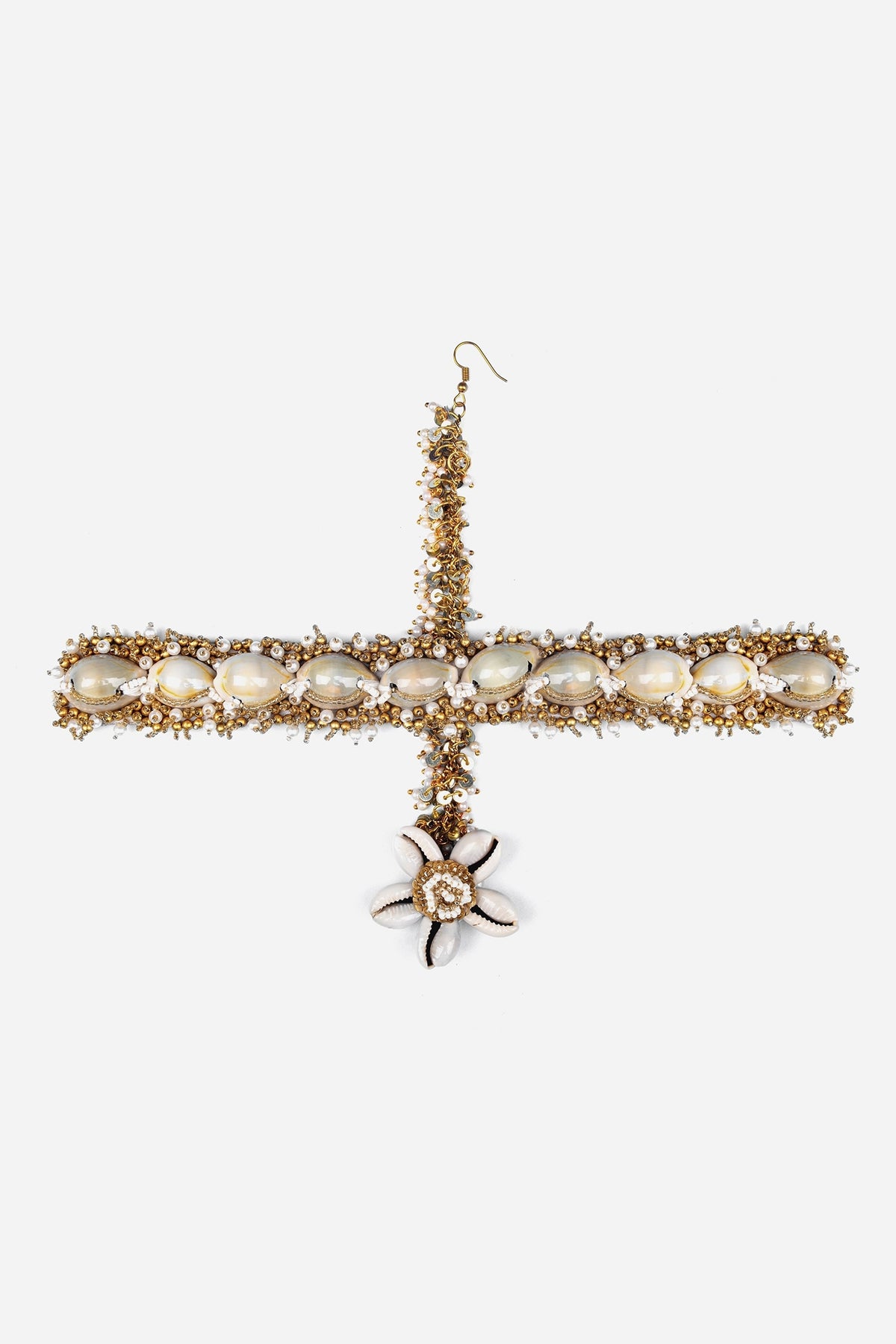 Floral Drop Gold & White Mathapatti 
