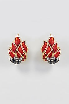 Gold Finish Meenakari Stud Earrings