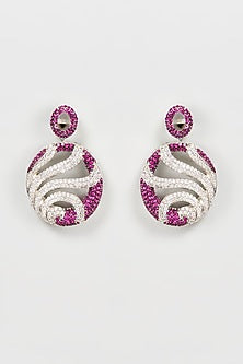 Silver Finish Purple Stone & Zircon Dangler Earrings