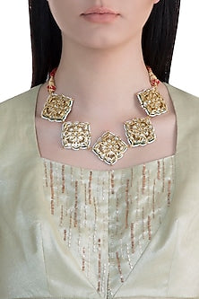 22k Gold Plated Meenakari Kundan & Pearls Choker Necklace