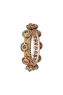 22Kt Gold Plated Meenakari Pearl & Stone Pacheli Bangle