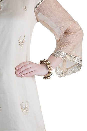 22Kt Gold Plated Meenakari Pearl & Stone Pacheli Bangle