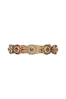 22Kt Gold Plated Meenakari Pearl & Stone Pacheli Bangle