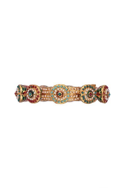 22Kt Gold Plated Meenakari Pearl & Stone Pacheli Bangle