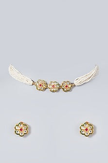 Gold Plated Kundan Polki Choker Necklace Set