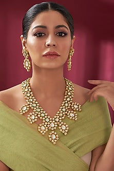 Gold Plated Kundan Polki Meenakari Long Necklace Set