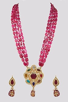 Gold Plated Ruby Necklace Set