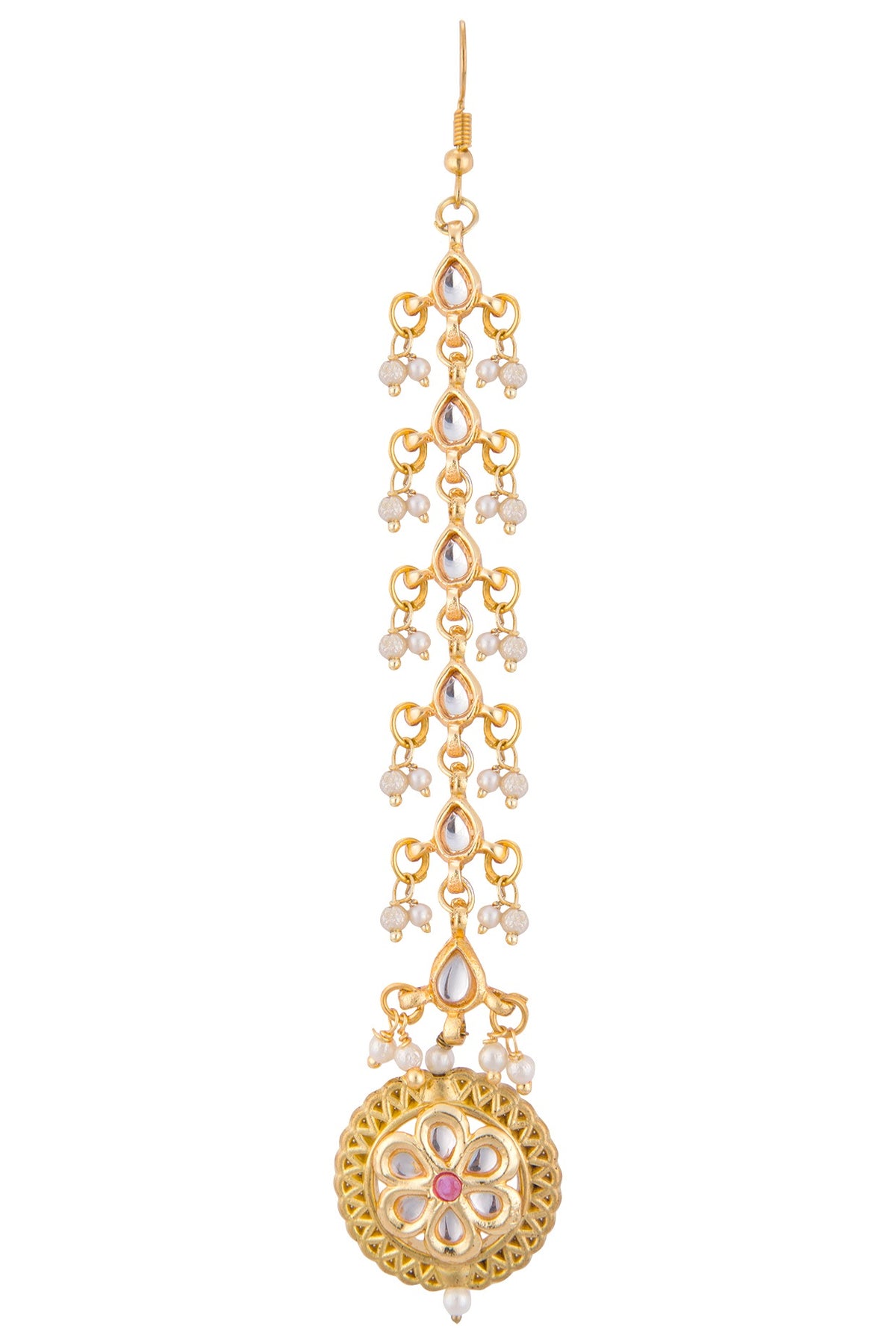 Gold plated kundan drop maangtika