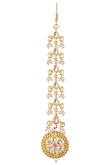 Gold plated kundan drop maangtika