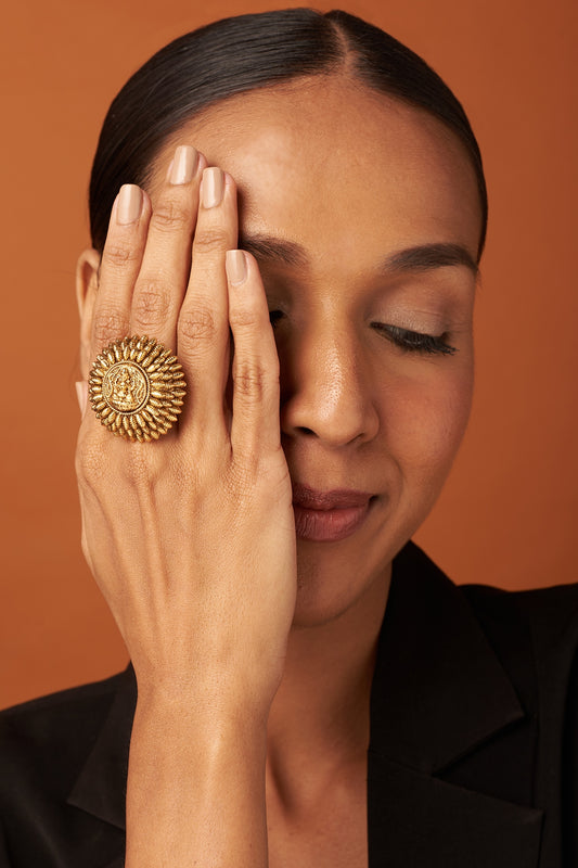 Gold Finish Temple Ring