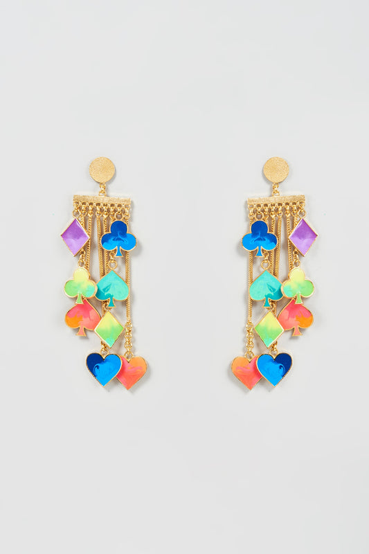 Gold Finish Enameled Dangler Earrings