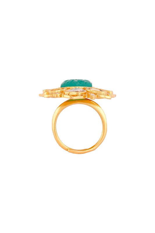 Gold Finish Kundan Ring