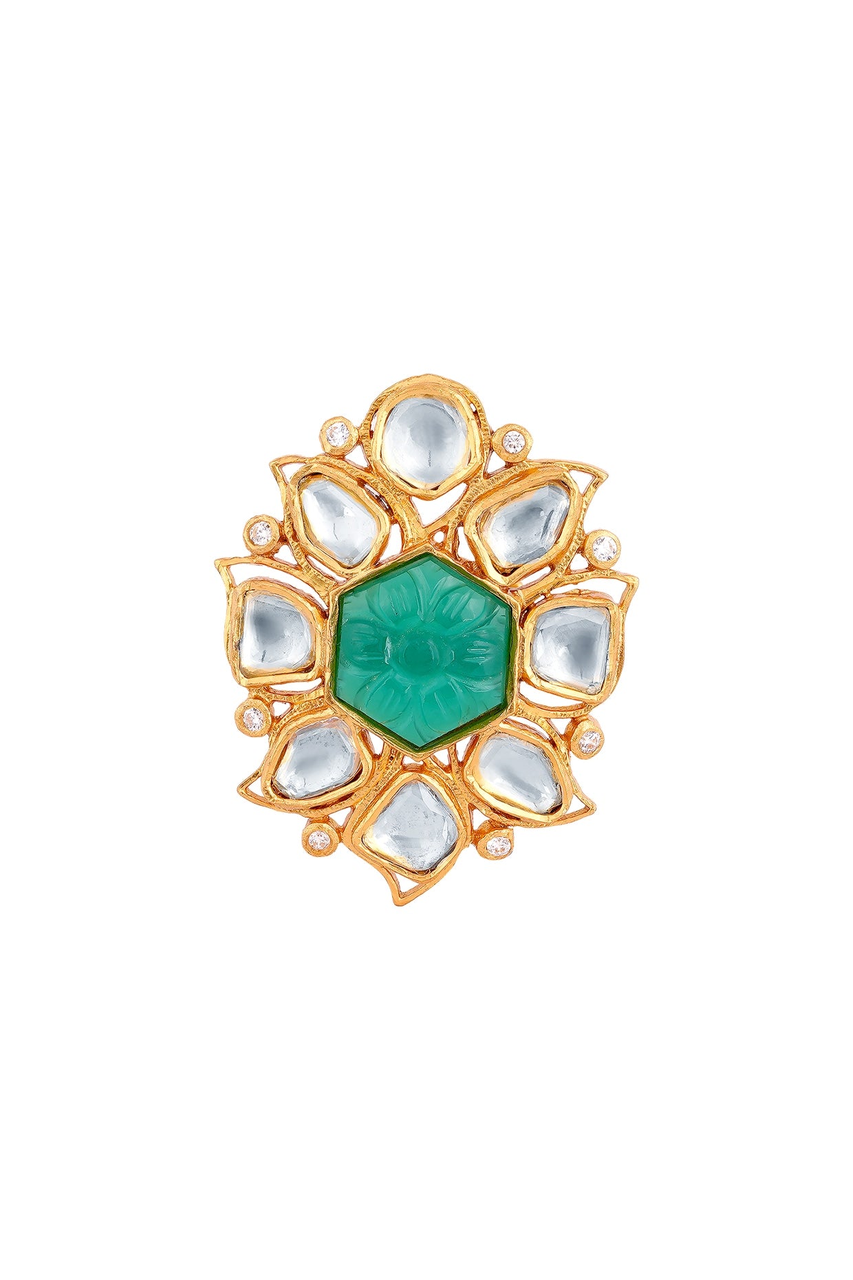 Gold Finish Kundan Ring