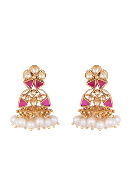 Gold Plated Pearl Hanging Earrings