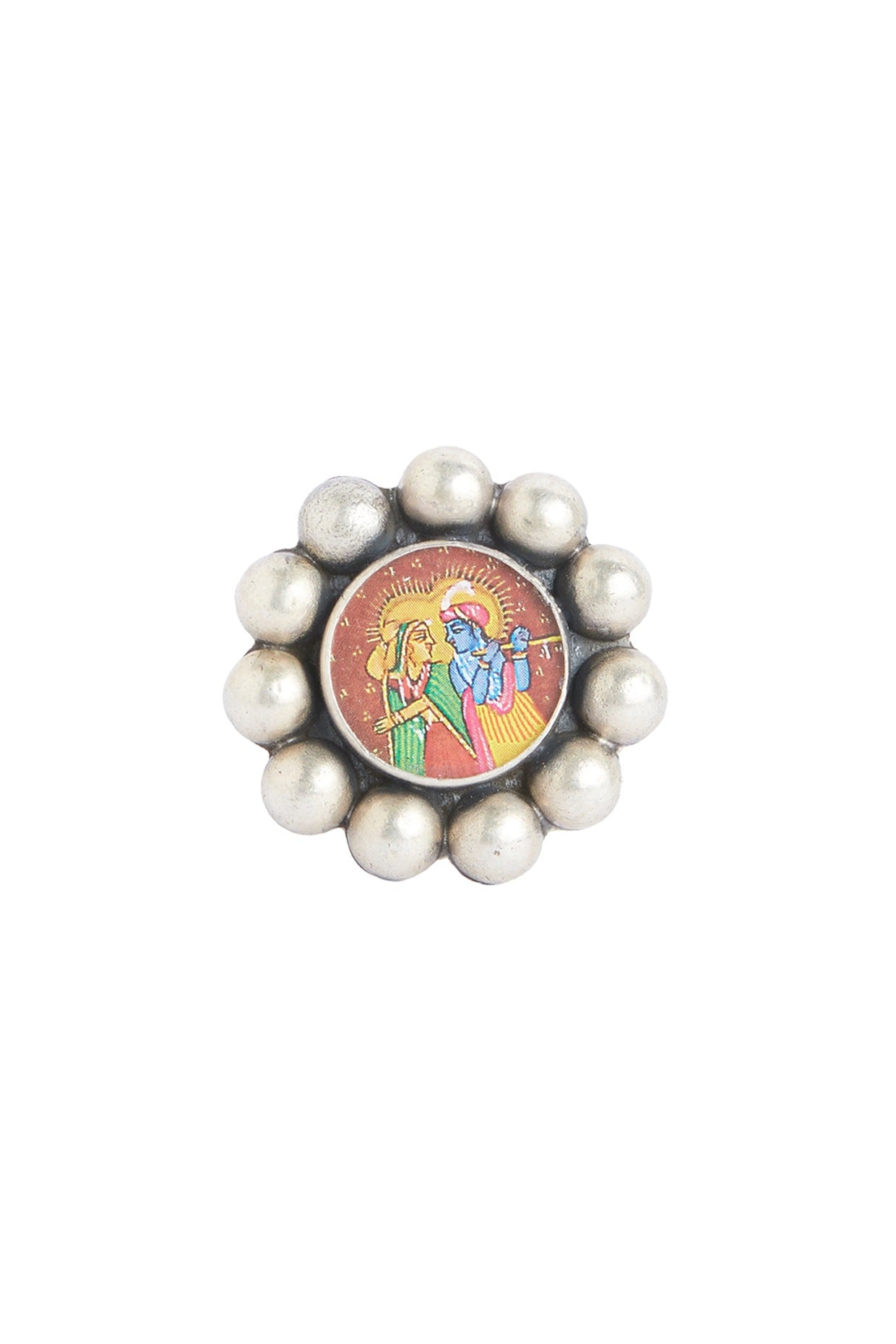 Silver Finish Radha Krishna Adjustable Rings