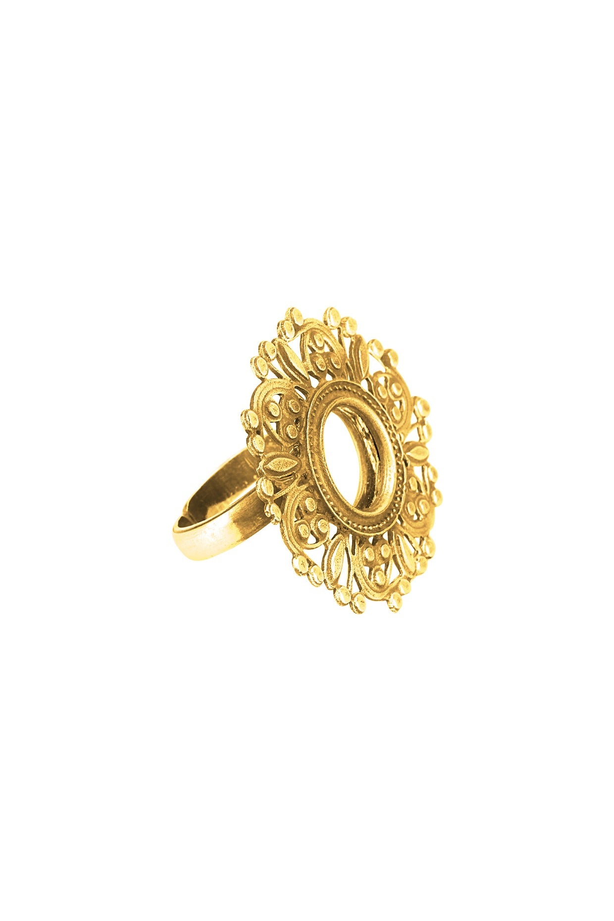 Gold Plated Floral Mirror Ring