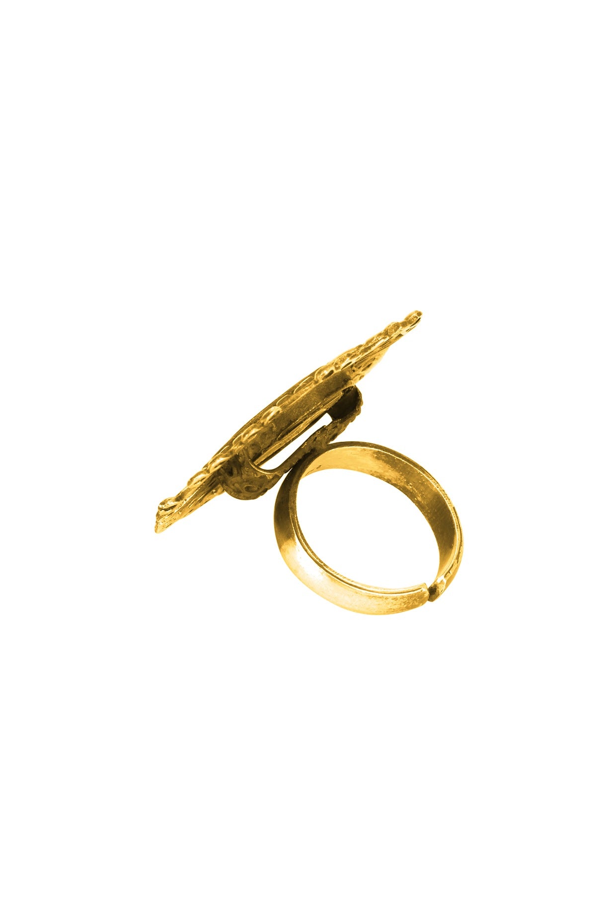 Gold Plated Floral Mirror Ring